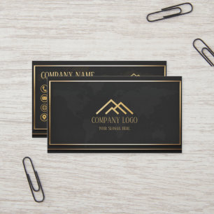 Qr Code Black Gold Modern Minimalist Professional Business Card