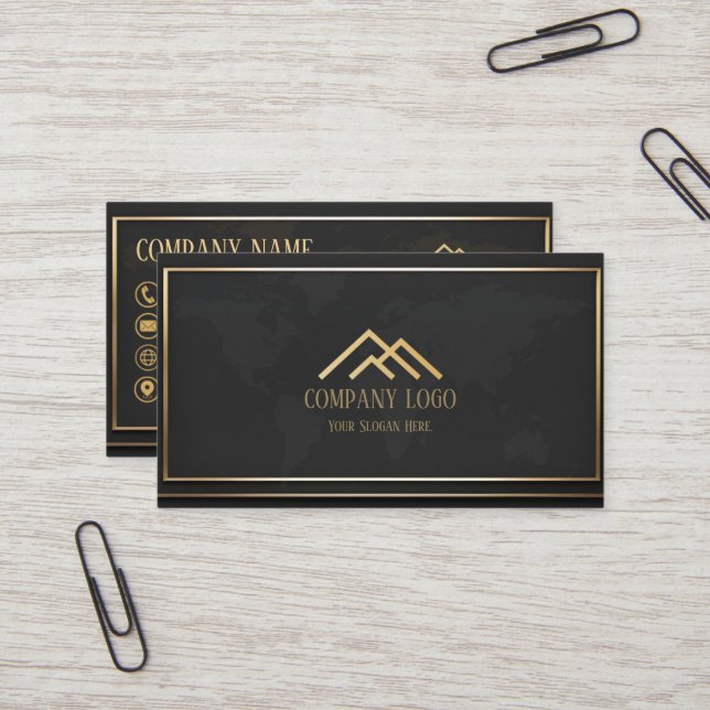 Qr Code Black Gold Modern Minimalist Professional  Business Card (Front/Back In Situ)
