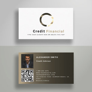 QR Code Black Gold Modern Professional Photo Business Card