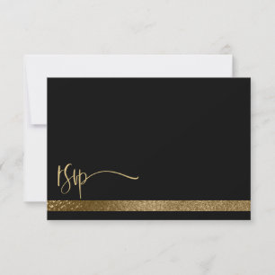 QR Code Black & Gold Typography RSVP Wedding