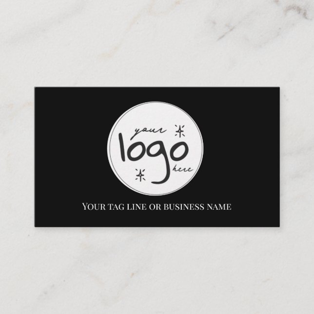 QR Code Black Logo Modern Simple Business Card (Front)