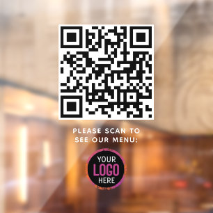 QR Code Black Menu Logo Contactless Modern Cafe 
