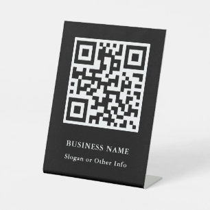 QR Code Black Modern Business Pedestal Sign