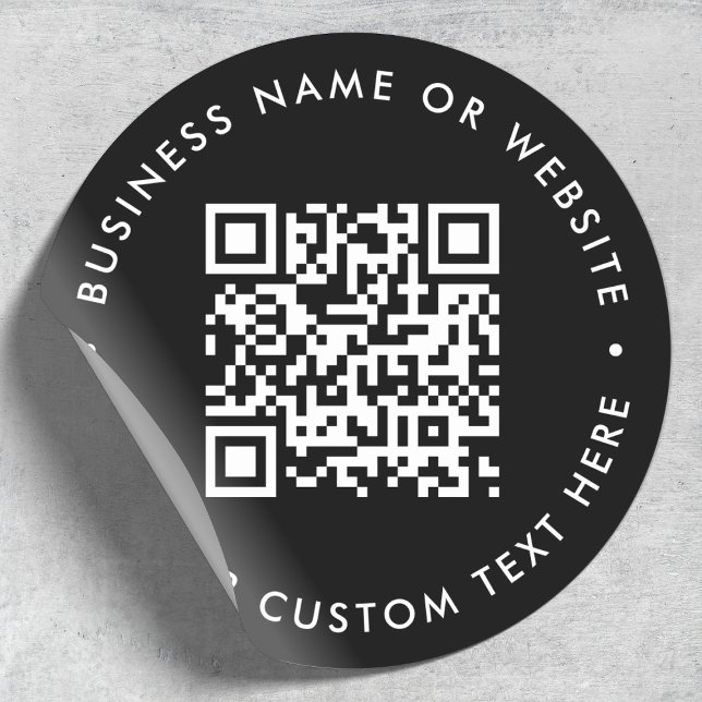 QR Code | Black Modern Minimalist Business Classic Round Sticker (Custom QR code stickers for your small business)