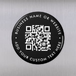 QR Code | Black Modern Minimalist Round Magnet<br><div class="desc">A simple custom black QR code magnet template in a modern minimalist style which can be easily updated with your QR code,  business name or website and custom text,  eg. scan me to...  #QRcode #magnet #business</div>