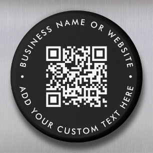 QR Code Black Modern Minimalist Round Magnet