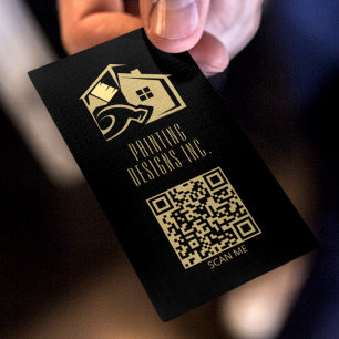 QR Code Black Modern Painting Business Card