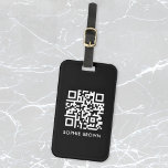 QR Code Black Modern Stylish Virtual Contact Lost Luggage Tag<br><div class="desc">A simple stylish custom QR code luggage tag design in a modern minimalist typography on a simple black background. The QR code and name can easily be personalised to make a design as unique as you are! The perfect bespoke gift or accessory to ensure that your luggage is safely returned...</div>