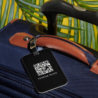 QR Code Black Modern Stylish Virtual Contact Tag