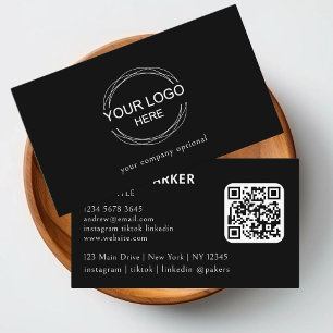QR Code Black & White Business Card