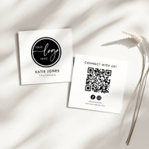 QR Code Black White Custom Logo Connect with Us