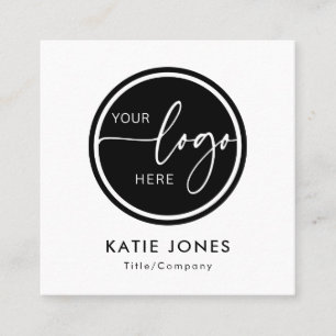 QR Code Black White Custom Logo Scan the Code Square Business Card