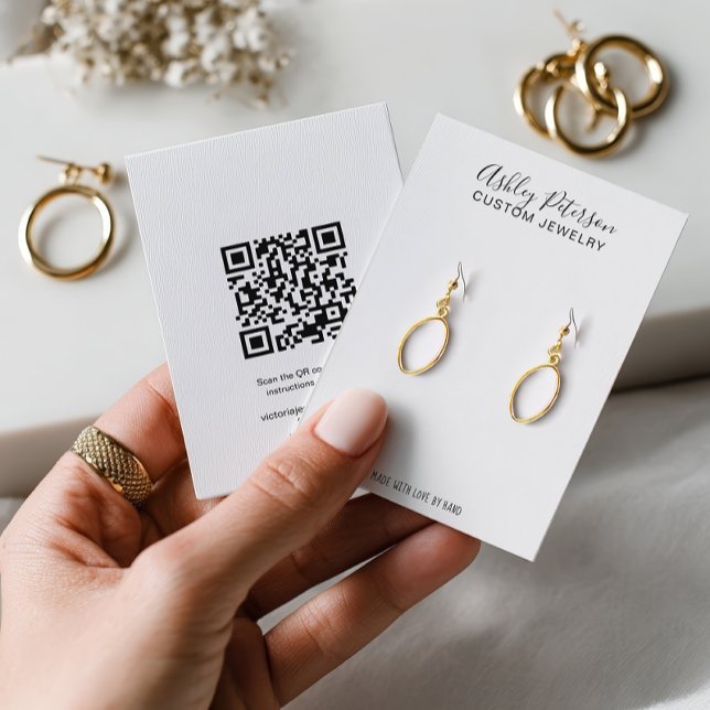 Qr code black white  jewellery earring display business card (Qr code black white jewelry earring display business card)