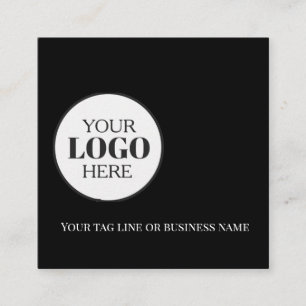 QR Code Black White Logo Simple Square Business Card