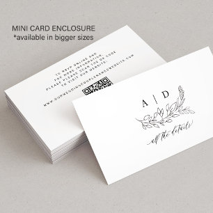 QR code black white monogram wedding details Enclosure Card