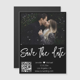 qr code black white photo save the date magnet