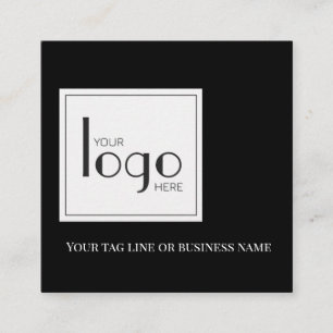 QR Code Black White Square Logo Simple Business Card