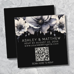 QR Code Black White Wedding RSVP Enclosure Card