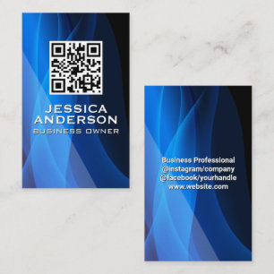 QR Code   Blue Abstract Background Business Card
