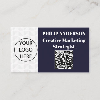 Qr Code Blue And White Business Card
