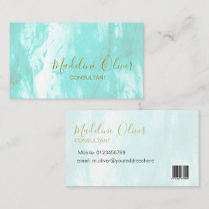 QR Code Blue Aqua Modern Watercolor Business Card