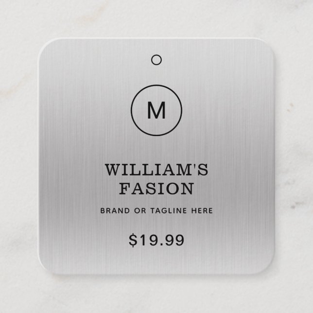 QR Code | Blue Clothing Label Price Hang Tag (Front)