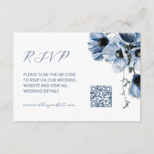 QR Code Blue Floral Enclosure Card