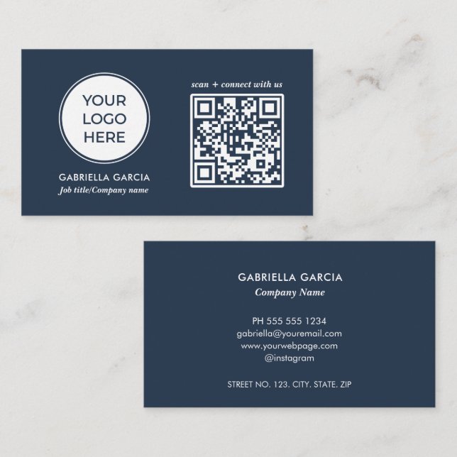 QR Code Blue Logo Business Card (Front/Back)