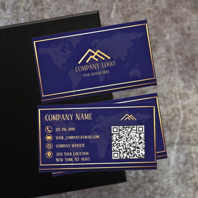 Qr Code Blue Modern Minimalist Professional  Business Card (Creator Uploaded)