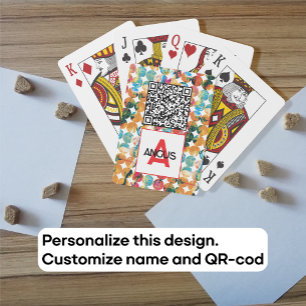 QR-code Blue Orange Grunge Circle Abstract Modern Playing Cards