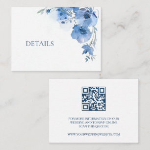 QR Code Blue Watercolor Flower  Enclosure Card