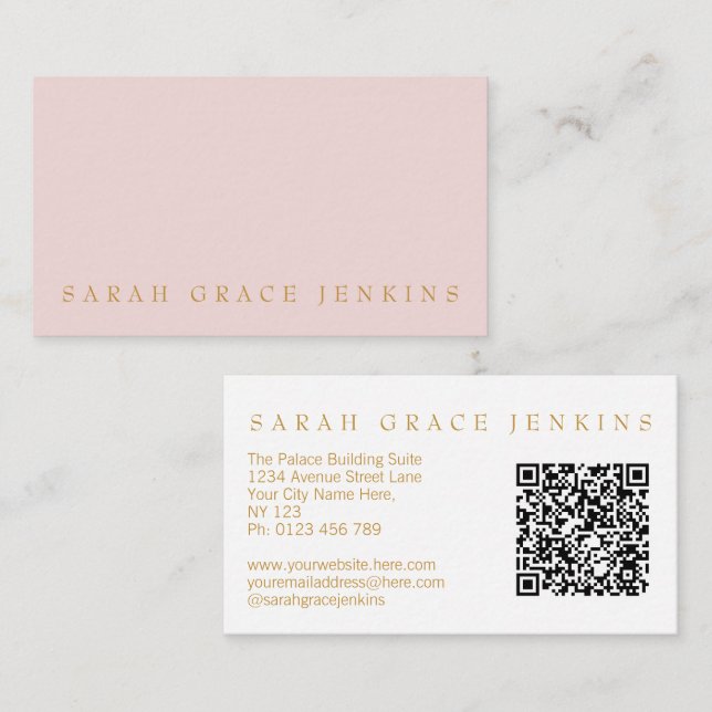 QR Code Blush Gold Business Card (Front/Back)