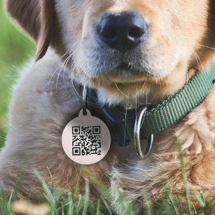 QR Code   Blush Pink Dog Cat If Lost Scannable Pet Tag