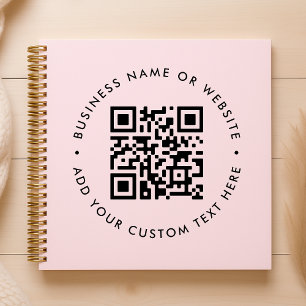 QR Code Blush Pink Feminine Business Promotional Notebook