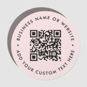 QR Code | Blush Pink Modern Round Bumper Car Magnet (Front)