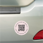 QR Code | Blush Pink Modern Round Bumper Car Magnet (In Situ)