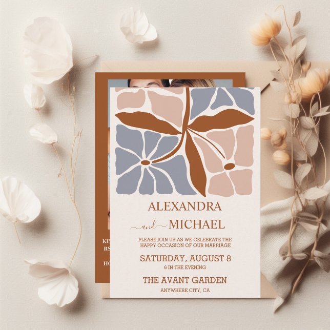 QR Code Boho Chic Retro Floral Wedding Invitation (Creator Uploaded)