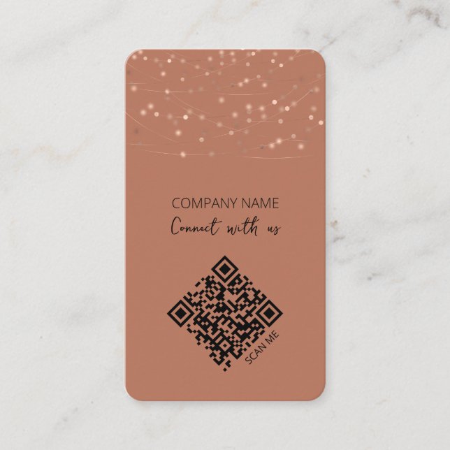 QR Code Boho Connect With Us Business Card (Front)