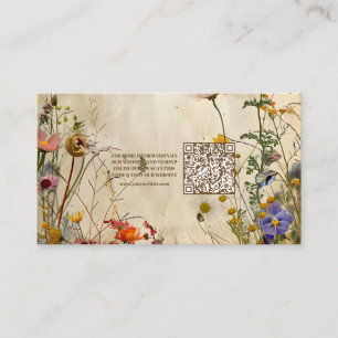 QR Code Boho Fall Wildflower Wedding Enclosure Card