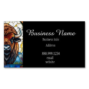 QR Code Bold Bison Buffalo Animal Nature Art Magnetic Business Card