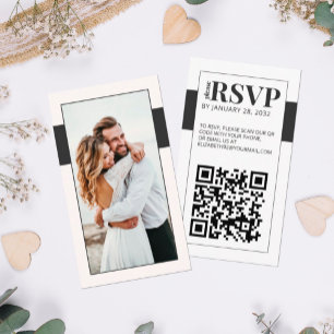 QR Code bold minimal photo online RSVP Enclosure Card