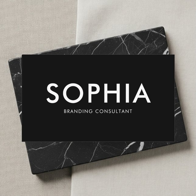 QR Code Bold Minimalist Black Business Card (Creator Uploaded)