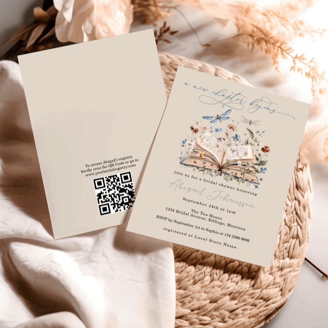 QR Code Book New Chapter Begins Bridal Shower Invitation (Creator Uploaded)