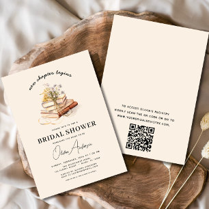 QR Code Book New Chapter Begins Bridal Shower Invitation