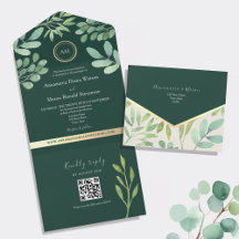 QR Code Botanical Emerald Green Wedding