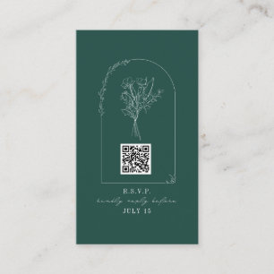 QR Code Bouquet Arch Emerald Wedding QR Code Enclosure Card