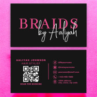 QR Code Braids Hair Stylist Modern Typography 