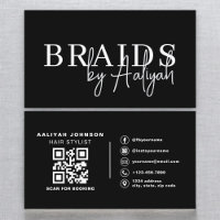 QR Code Braids Hair Stylist Modern Typography 