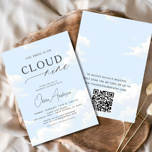 QR Code Bride Is On Cloud Nine Bridal Shower Invitation
