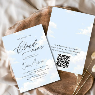 QR Code Bride Is On Cloud Nine Bridal Shower Invitation